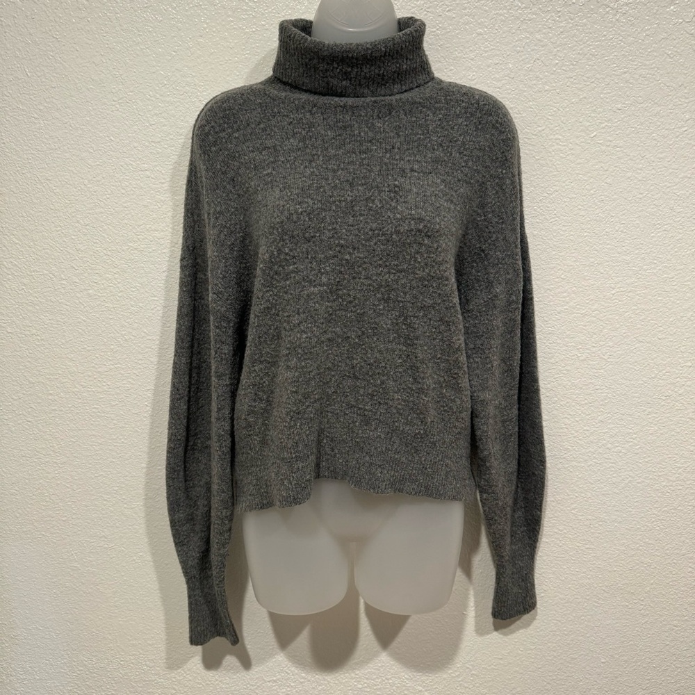 h&m grey turtleneck slouch long sleeve sweater sweatshirt shirt top